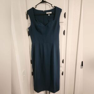 Dress The Population Elle Sweetheart Neckline Sleevless Blue Midi Dress Medium